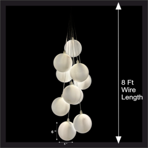 Plastic Frosted 6 Inches Ball With Light | Set Of 10 Pcs, Modern, Stylish, Type of Bulb G4, 8 Ft Wire Length