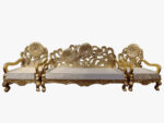 White With Gold 3 Seater Sofa For Decor