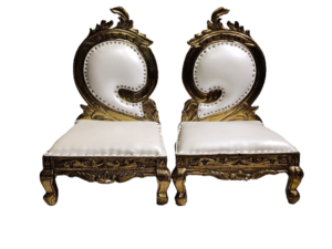 White With Gold Vedi Chairs For Various Decor | Set Of 2 Pcs