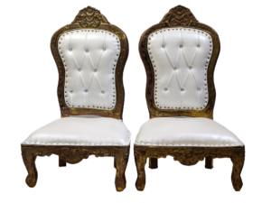 White With Gold Vedi Chairs For Wedding and Banquet Decor